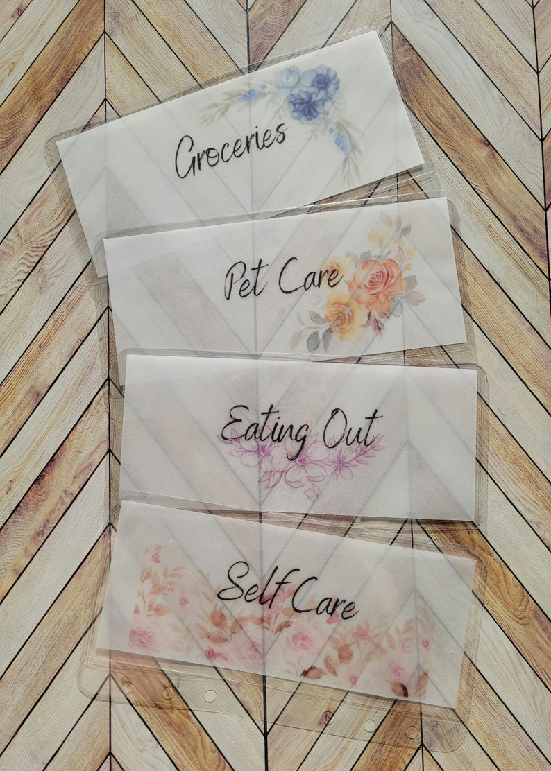 Vellum Cash Envelopes set of 4 Flower Cash Stuffing Envelope Etsy