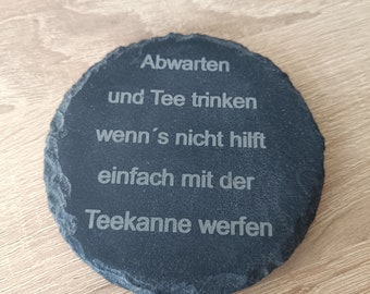 Personalisierbare Schieferuntersetzer 10cm rund