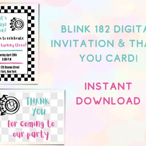 Lot d'invitations personnalisées Blink 182 Anniversaire à thème | 5 x 7, Blink 182, N'importe quel anniversaire, Téléchargement immédiat, Bundle, PDF, Faire-part à une fête