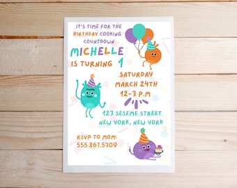 Invitación personalizada de Bumble Nums, 5 x 7, canciones súper sencillas, cumpleaños de Bumble Nums, descarga instantánea, PDF, invitación para fiesta