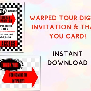 Warped Tour Theme Birthday Customized Invitation Bundle | 5x7, Warped Tour, Any Birthday, Instant Download, Bundle, PDF, Party Invitation