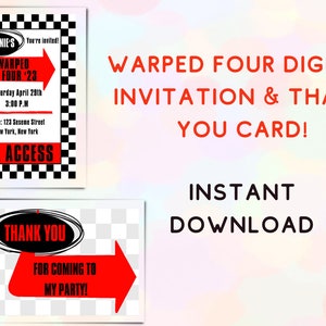 Warped Tour Theme Birthday Customized Invitation Bundle | 5x7, Warped Four, Fourth Birthday, Instant Download, Bundle, PDF, Party Invitation