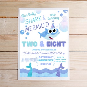 CUSTOM Finny the Shark & Mermaid Birthday Customized Invitation | 5x7, Mermaid, Baby Shark, Super Simple Songs, Instant Download, Invitation