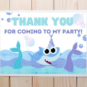 Finny the Shark and Mermaid Thank You Card | 7x5, Finny the Shark, Mermaid, Super Simple Songs Birthday, Instant, PNG, Thank You Card