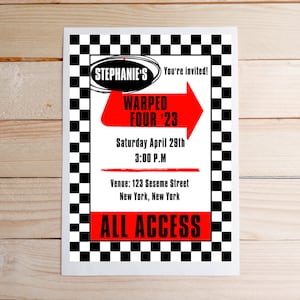 Warped Tour Theme Birthday Customized Invitation | 5x7, Warped Four, Fourth Birthday, Instant Download, PDF, Party Invitation