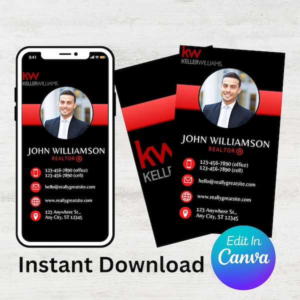 Keller Williams Business Cards Etsy