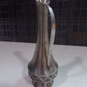 Vintage Pewter Water Jug Bud Vase, Mid Century Modern Pewter Vase, Norwegian Hagness 236 Pewter