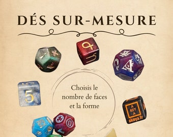 Op maat gemaakte dobbelstenen, keuze uit verschillende aantallen vlakken, kleuren, formaten, logo's, afbeeldingen, enz.