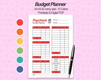 Paycheck Budget Planner Printable, With this product, you can print out your weekly or monthly budget planner or use it digitally. 2024