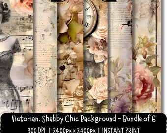 Victorian Shabby Chic Ephemera, Junk Journal Wallpaper (Digital Files)