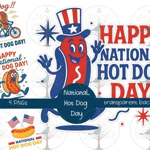 National Hot Dog Day PNG Bundle, Funny Patriotic Hot Dog Clipart Set, Fourth Of July BBQ Graphics, Retro Summer Cookout Sublimation Pack