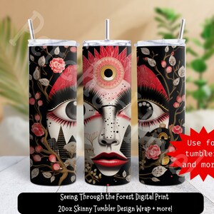 Durch Wald sehen 20 Unzen Skinny Sublimation Tumbler Wrap Ästhetische Wand-Dekor, Surreal, Digital Wallpaper Art Sofortiger Download PNG, JPG