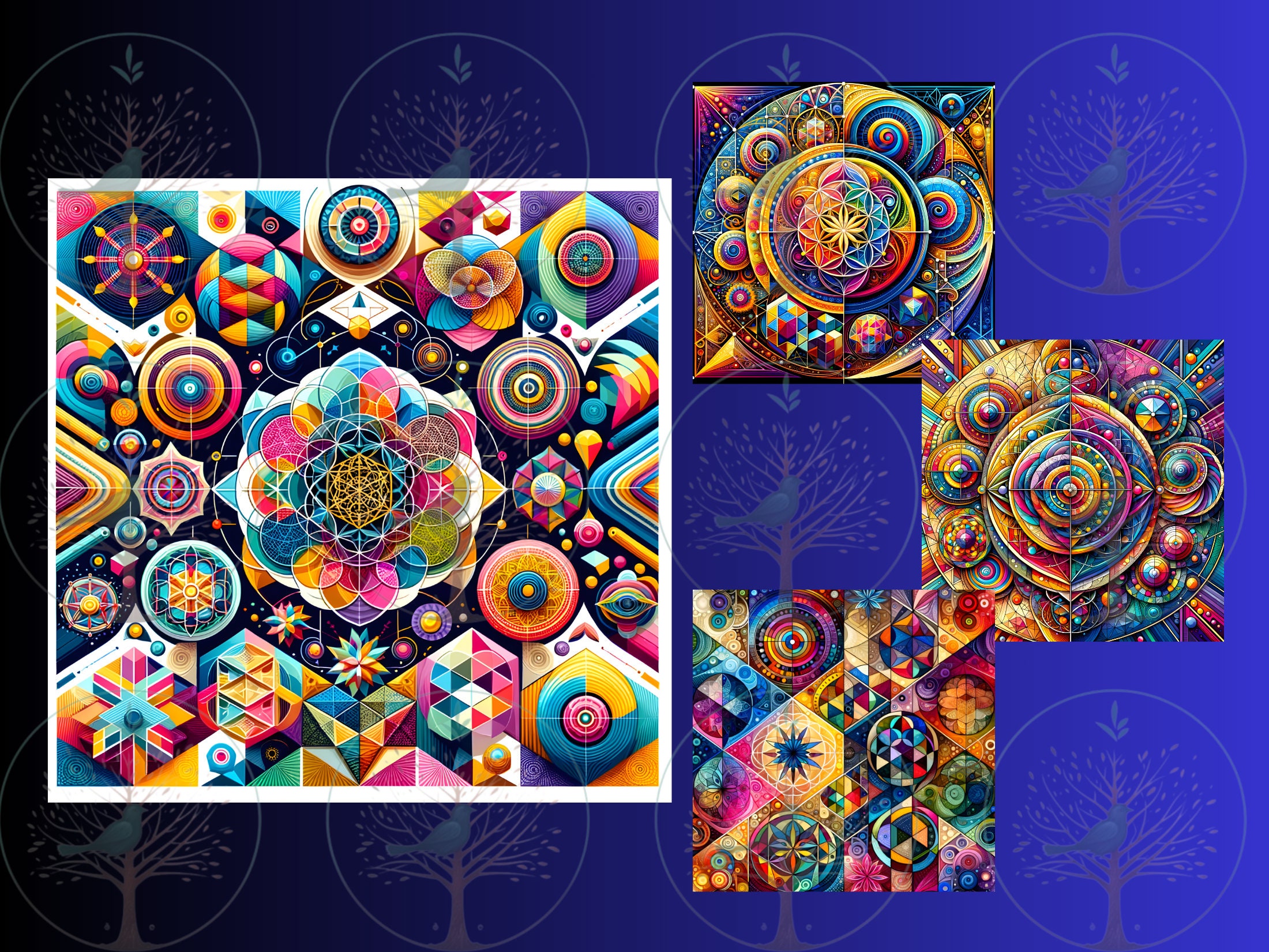 Chakra Patterns Square Clipart Set, Vibrant Colorful, Mindful ...