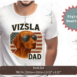 Papá Vizsla PNG, Amante patriótico de los perros, Bandera estadounidense, 4 de julio, Gafas de sol geniales para perro, Mascota, Canino, Sublimación del Día del Padre para papás de perros