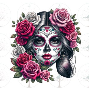 Día De Los Muertos PNG, fichier pour sublimation verre T-shirt, Clipart Day of Dead, Sugar Skull, Junk Journal, Calavera, fichier numérique PNG instantané