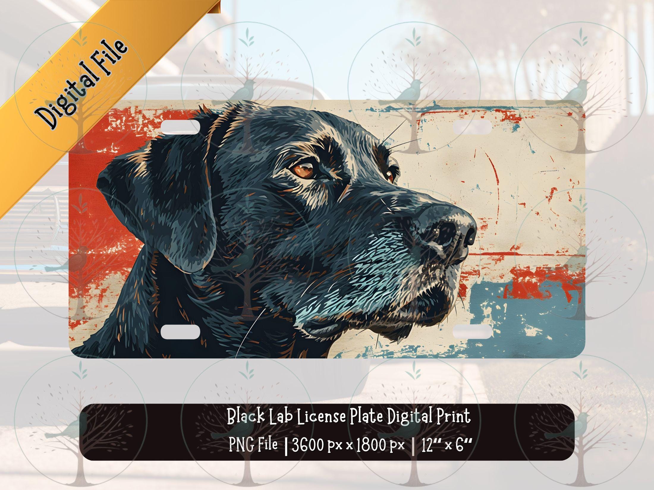 Black Lab License Plate PNG, Pet Lover Gift, Labrador Art, Car ...