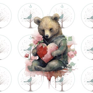 Beunruhigte Teddybär-Liebe, T-Shirt-Design, Sublimationsdatei, Valentinstag Clipart, CottageCore, Scrapbooking, Sofortige PNG digitale Datei