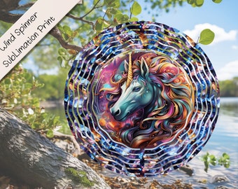 Diseño de sublimación de molinete de viento de unicornio místico (descarga digital)