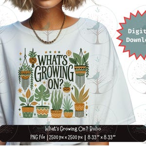 Boho Zimmerpflanze Wandkunst, lustiges Pflanzenliebhaber Zitat Druck, was wächst auf PNG, Gärtner Geschenk, botanisches Dekor, Boho Wohnstil, sofort verfügbar