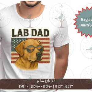 Gelber Labrador-Dad PNG, Patriotischer Labrador-Hund, Sonnenbrille, Flagge, Vatertagssublimation, USA-Hundeliebhaber, Jagd, Tierliebhaber, Outdoorsy Geschenkdesign