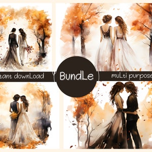 Aquarel twee vrouwen, bundel homohuwelijk, digitale print, commercieel gebruik, stel, digitale print, uitnodigingen, instant download, multifunctioneel gebruik, 4 jpg's