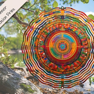 Mandala Wind Spinner Sublimation Design, Wind Spinner PNG, 10.5 inch Round Sublimation, Round Hanging Spinner, Digital Download, Bundle of 2