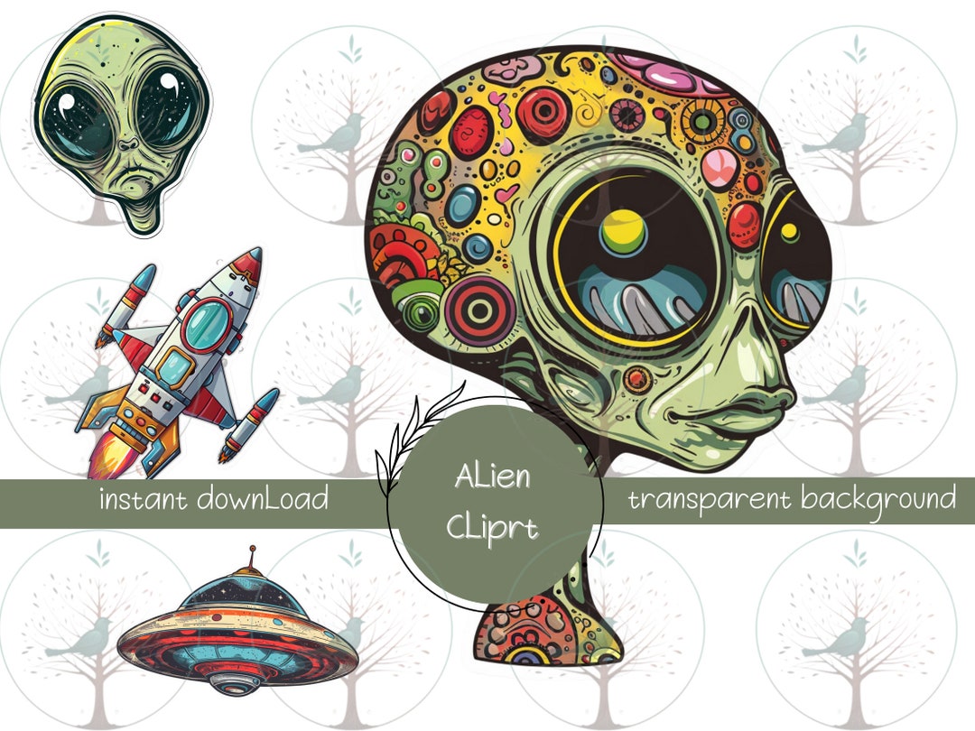 Extraterrestrial Clipart, Space Collection, Alien, UFO, Cosmic, Unique ...