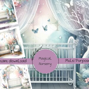 Aquarelle magique pour chambre de bébé pour chambre de bébé, lit de bébé, fleurs de printemps, faire-part de naissance, baby shower, nouveaux parents, clipart, papier peint numérique, PNG