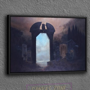 Mythical Gate Painting Canvas, Painting of Zdzislaw Beksinski Wall Decor, Surreal Painting Wall Art, Surreal Art Printed Canvas