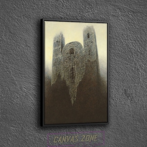 Architecture Painting Canvas, Painting of Zdzislaw Beksinski Wall Decor, Surreal Canvas, Architecture Wall Art, Surreal Art Printed Canvas