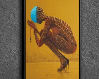 Loss Surreal Painting Canvas, Painting of Zdzislaw Beksinski Wall