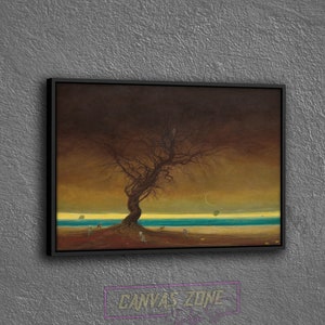 Surreal Tree Print Wall Art, Painting of Zdzislaw Beksinski Wall Decor, Surreal Canvas, Surreal Painting Canvas, Surreal Art Printed Canvas