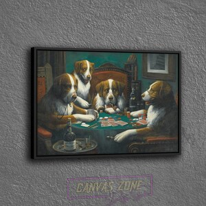 Honden spelen poker canvas poster, schilderij van C.M.Coolidge canvas, Cassius Marcellus Coolidge Wall Decor, antropomorfe honden kunst canvas