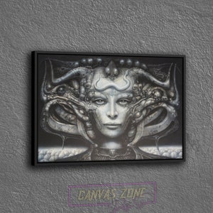 Giger Alien Poster Leinwand, Gemälde von Hr Giger Wanddekor, Surreale Giger Kunstwerk Wandkunst Leinwand, Hr Giger Li II Plakat Leinwand Wandkunst