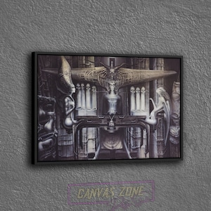 Giger Alien Poster Canvas, Painting of Hr Giger Wall Decor, Surreal Giger Artwork Wall Art Canvas, Hr Giger Li Ii Poster Canvas Wall Art