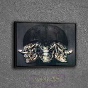 Giger Alien Poster Canvas, Painting of Hr Giger Wall Decor, Surreal Giger Artwork Wall Art Canvas, Hr Giger Li Ii Poster Canvas Wall Art