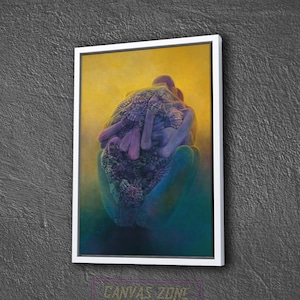 Skeletons Surrealism Painting Canvas, Painting of Zdzislaw Beksinski Wall Decor, Surreal Painting Wall Art, Surreal Art Printed Canvas