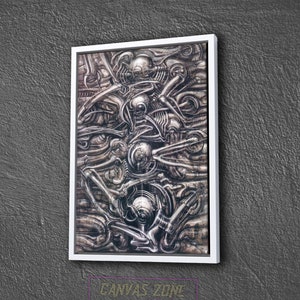 Giger Alien Poster Canvas, Painting of Hr Giger Wall Decor, Surreal Giger Artwork Wall Art Canvas, Hr Giger Li Ii Poster Canvas Wall Art