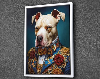 犬の肖像画キャンバス、紳士の犬の肖像画キャンバス、動物の頭のアート