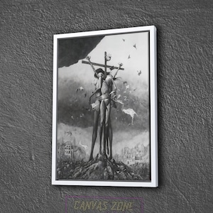 Surreal Painting Canvas, Painting of Zdzislaw Beksinski Canvas, Surreal Canvas, Dystopian Art Canvas, Surreal Art Canvas, Surreal Artwork