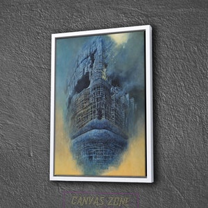 Surreal Art Painting Canvas, Painting of Zdzislaw Beksinski Wall Decor, Surreal Painting Wall Art, Surreal Art Printed Canvas