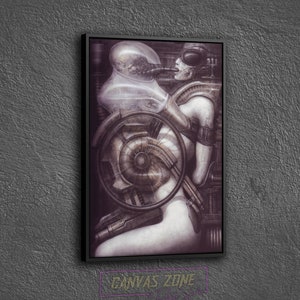 Giger Alien Poster Canvas, Painting of Hr Giger Wall Decor, Surreal Giger Artwork Wall Art Canvas, Hr Giger Li Ii Poster Canvas Wall Art