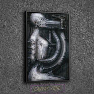 Giger Alien Poster Canvas, Painting of Hr Giger Wall Decor, Surreal Giger Artwork Wall Art Canvas, Hr Giger Li Ii Poster Canvas Wall Art