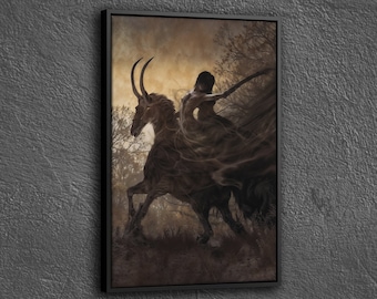Surreal Woman on Horseback Painting Canvas, Surreal Wall Decor, Surreal Canvas, Surreal Wall Art, Surreal Art Printed Canvas, Surreal Poster
