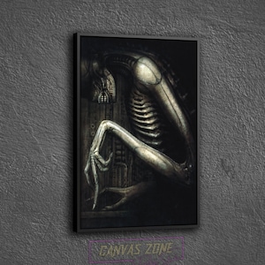 Giger Alien Poster Canvas, Painting of Hr Giger Wall Decor, Surreal Giger Artwork Wall Art Canvas, Hr Giger Li Ii Poster Canvas Wall Art