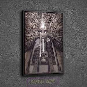 Giger Alien Poster Canvas, Painting of Hr Giger Wall Decor, Surreal Giger Artwork Wall Art Canvas, Hr Giger Li Ii Poster Canvas Wall Art