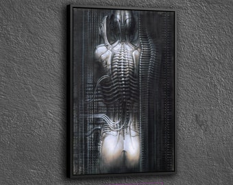 Giger Alien Poster Canvas, Painting of Hr Giger Wall Decor, Surreal Giger Artwork Wall Art Canvas, Hr Giger Li Ii Poster Canvas Wall Art