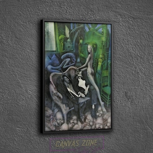 Giger Friedrich Kuhn Canvas, Painting of Hr Giger Wall Decor, Surreal Giger Artwork Wall Art Canvas, Hr Giger Li Ii Poster Canvas Wall Art