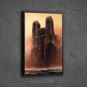 The Church Painting Canvas, Painting of Zdzislaw Beksinski Wall Decor, Surreal Painting Wall Art, Surreal Art Printed Canvas