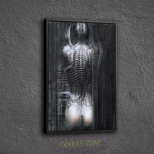 Giger Alien Poster Canvas, Painting of Hr Giger Wall Decor, Surreal Giger Artwork Wall Art Canvas, Hr Giger Li Ii Poster Canvas Wall Art